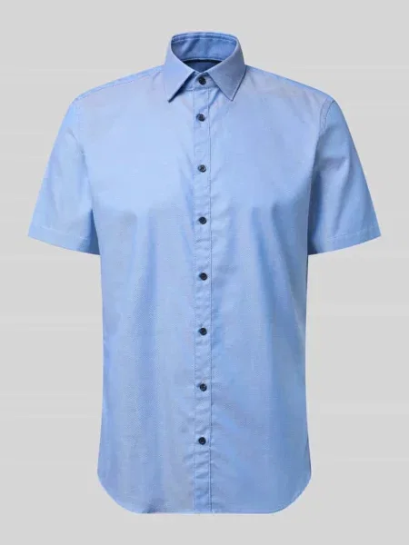 Koszula o kroju slim fit biznes z bawełny z kołnierzykiem typu kent Jake*s niebieski