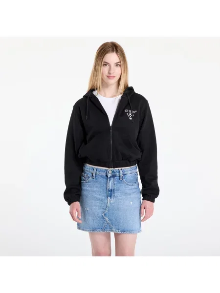 Суитшърт GUESS Roberta Full Zip Crop Sweatshirt Black XS черно