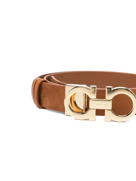 Curea Ferragamo din piele de căprioară maro