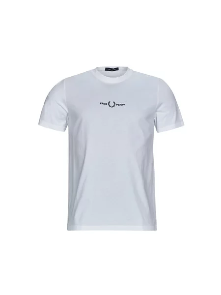 Majica Fred Perry z vezenjem s kratkimi rokavi bela