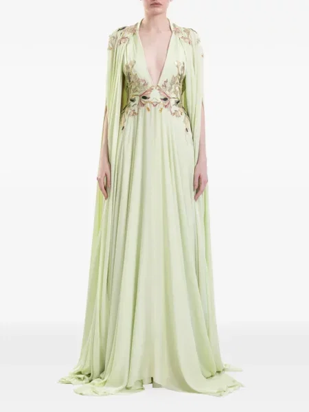 Rochie maxi Saiid Kobeisy cu broderie verde