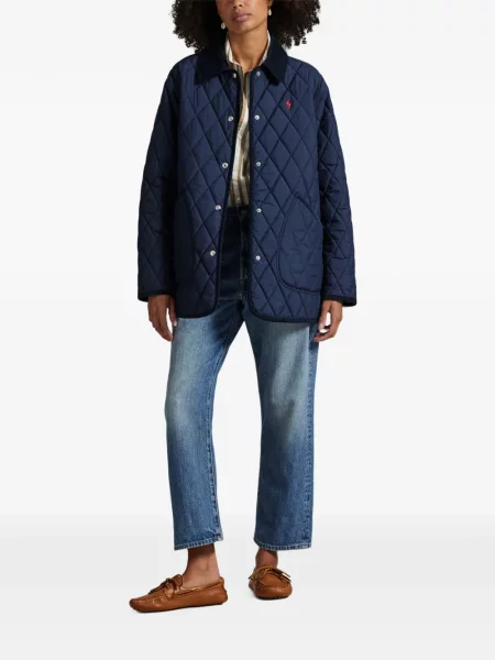 Fleece polo Polo Ralph Lauren με κέντημα με λαιμόκοψη v κόκκινο