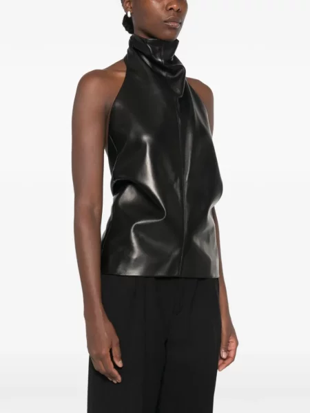 Top Khaite cu gât halter negru