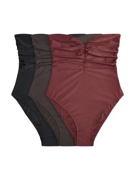 The Set Costum de baie întreg maro închis / roşu închis negru