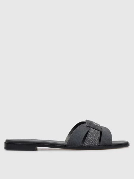 Замшеві шльопанці з ланцюжком моніль Doucal's сірі