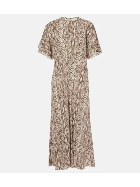 Rochie midi Isabel Marant de mătase cu imagine până la genunchi alb