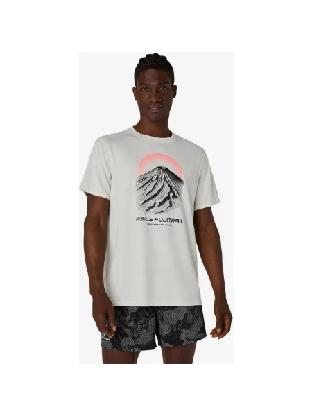 Koszulka z krótkim rękawem damska ASICS Fujitrail Logo czarny koralowy S biały