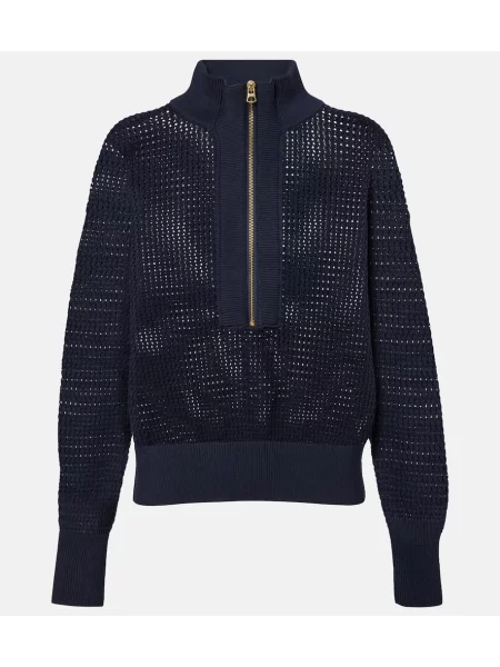 Pulover Varley tricotate de jumătate de fermoar albastru