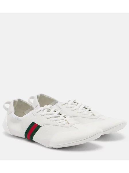 Sneakerși Gucci din piele de căprioară alb