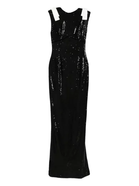 Rochie maxi Silk Love & Lace cu paiete de mătase de costum negru