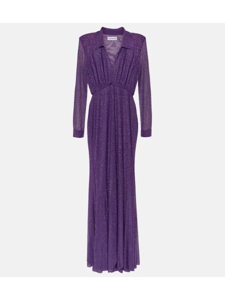 Rochie maxi Self-portrait plasă de costum violet