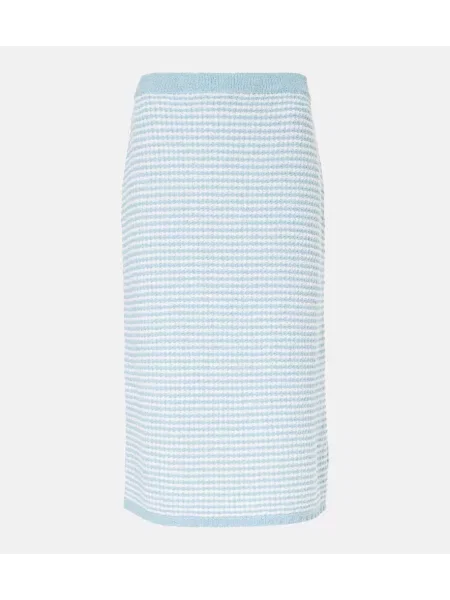 Fustă midi Tory Burch cu talie înaltă tricotate până la genunchi alb