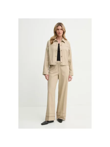 Samsoe Samsoe spodnie SAESMELLA szerokie high waist beżowy