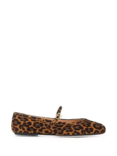 Balerini Gianvito Rossi din piele cu imagine cu model leopard maro