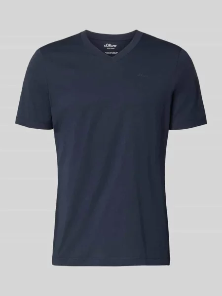 T-shirt o kroju regular fit z czystej bawełny S.oliver Red Label granatowa