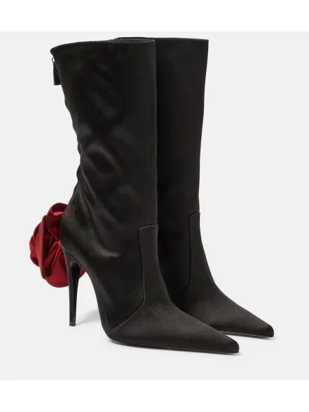 Botine Magda Butrym din satin cu model floral negru