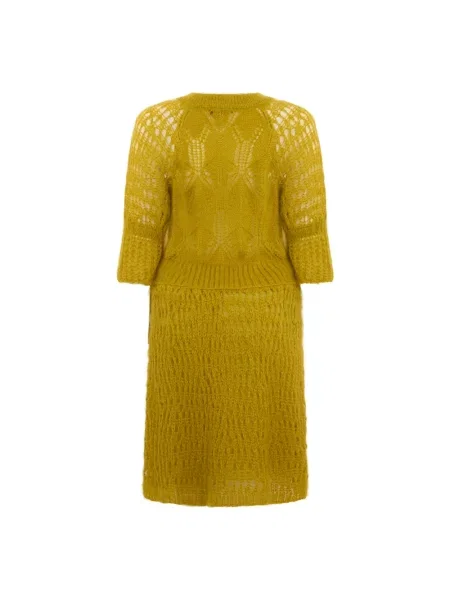 Długa sukienka maxi Alberta Ferretti wełniana żółta