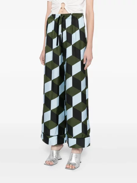 Pantaloni Cynthia Rowley cu imagine cu imprimeu geometric albastru