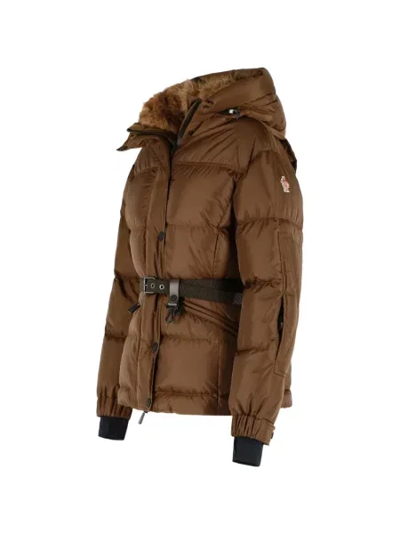 Cu centură geacă Moncler Grenoble cu glugă maro