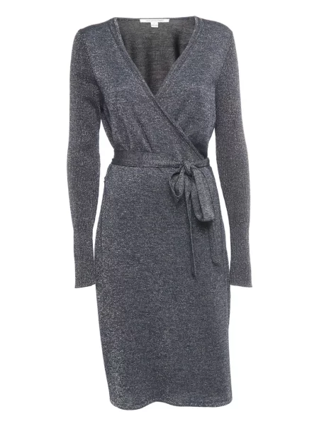 Sukienka midi Dvf Diane Von Furstenberg do kolan kopertowa garniturowa niebieska