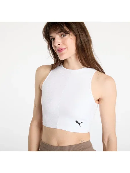 Top Puma Wardrobe Essentials Ribbed Crop Top PUMA White XS λευκό