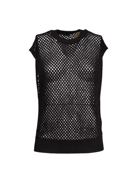 Dzianinowy sweter Dondup ażurowy czarny