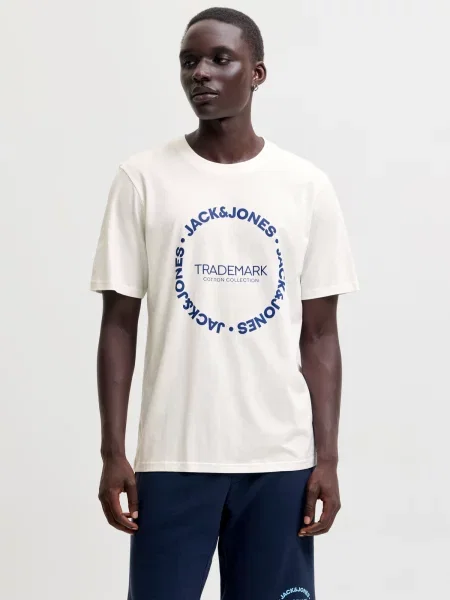 JACK & JONES Tričko JJBENSON svetlobéžová / námornícka modrá / kaki biela