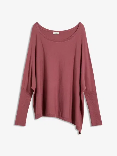 Sweter z cienkiej dzianiny z delikatnej mieszanki fioletowy