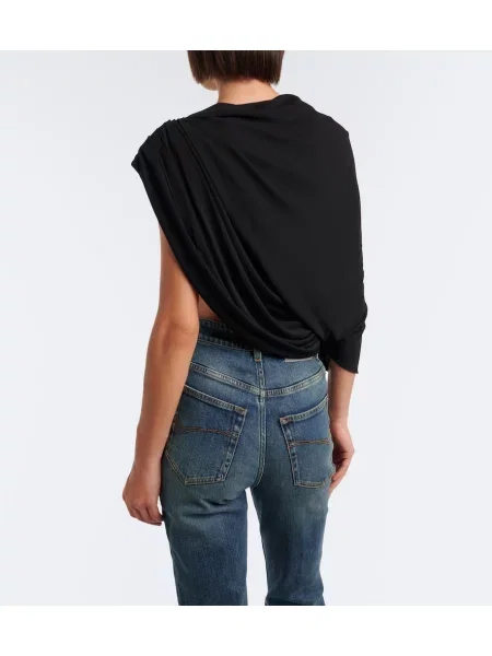 Džerzej drapovaný top Balenciaga na jedno rameno čierna
