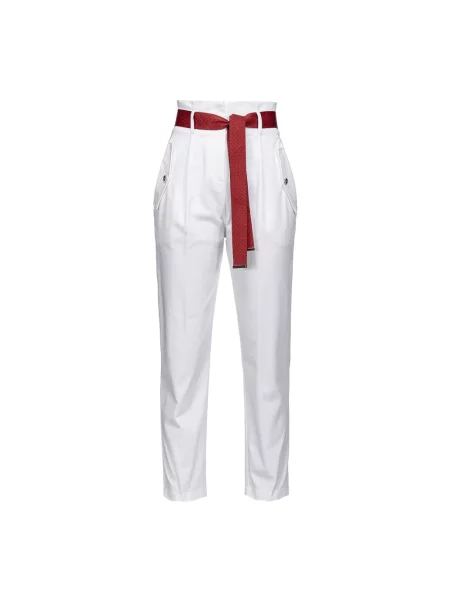 Spodnie Pinko skórzane białe