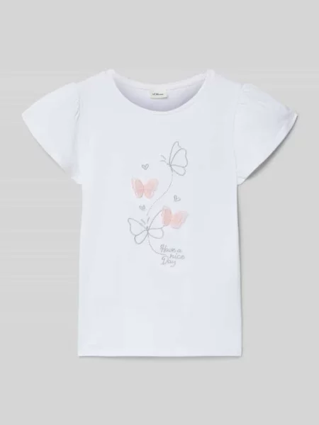 T-shirt o kroju regular fit z czystej bawełny S.oliver Red Label biała