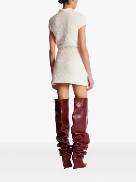 Mini fusta mini Balmain din tweed mini alb