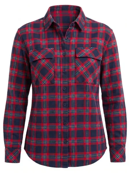 Radwa Bluza Women's Soft Warm Flannel Shirt mornarsko / svijetlocrvena plava