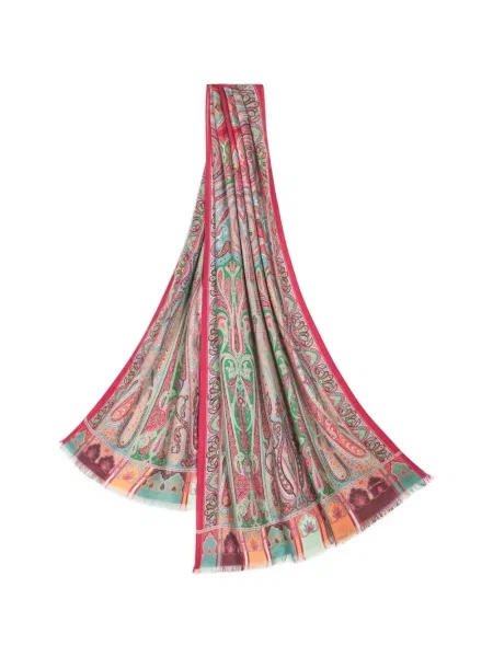 Fular Etro cu model paisley roz