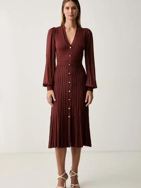 Twinset rochie tricotată maro