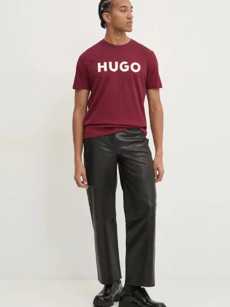 HUGO Tričko Dulivio Bordová červená