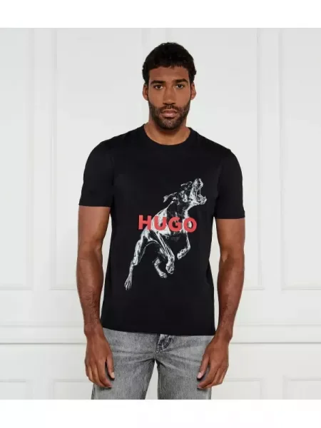 HUGO Tricou Deyladec negru