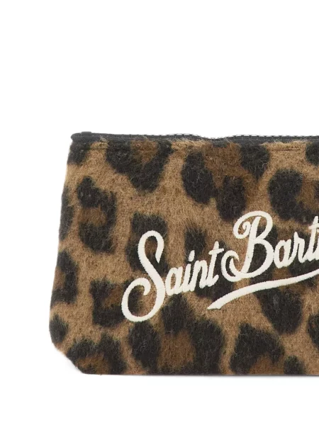 Geantă Mc2 Saint Barth cu imagine cu model leopard din fetru maro