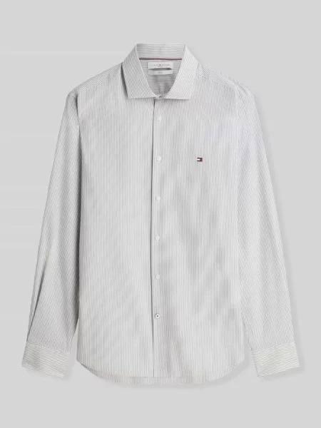 Koszula biznesowa o kroju slim fit z wyhaftowanym logo Tommy Hilfiger zielona