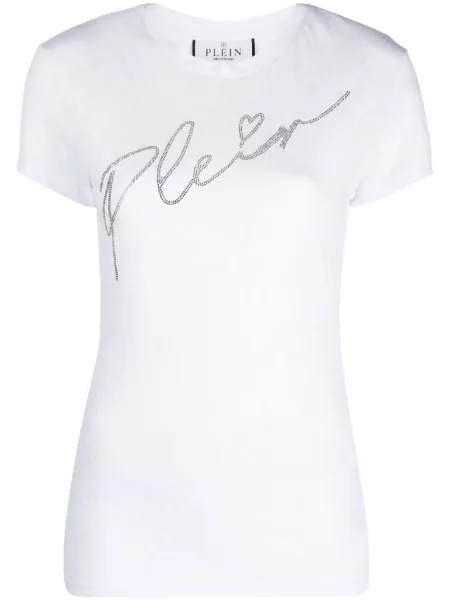 Tricou Philipp Plein cu decolteu rotund alb