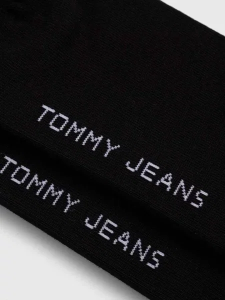 Krótkie skarpety z nadrukiem z logo w zestawie 2 szt. Tommy Jeans czarne