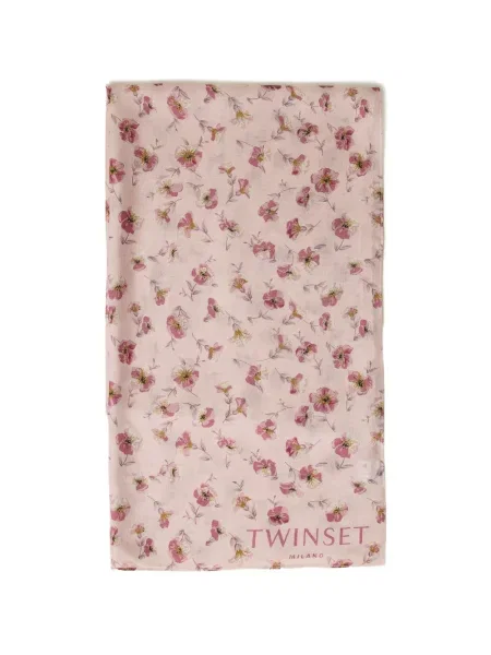 Fular Twinset cu model floral roz