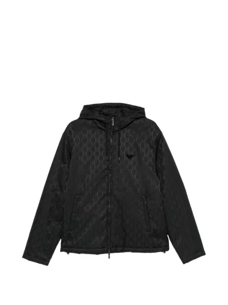 Geacă Emporio Armani cu glugă cu autograf negru