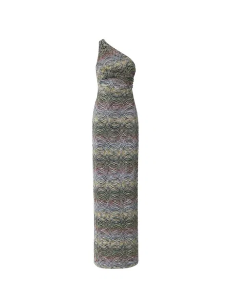 Rochie Missoni cu un umăr gol verde
