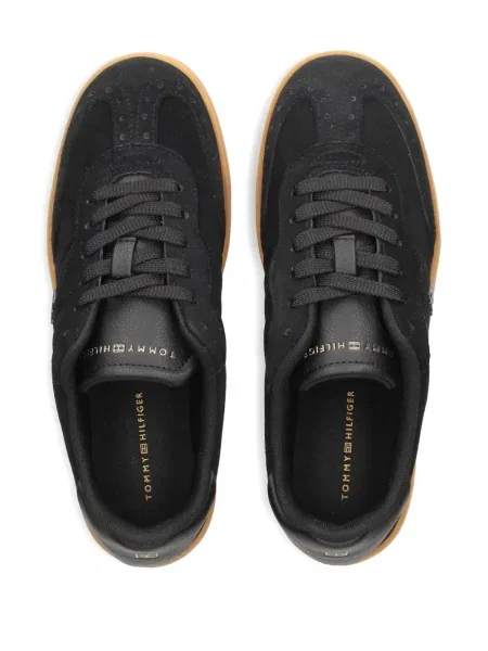 Sneakerși Tommy Hilfiger din piele de căprioară negru
