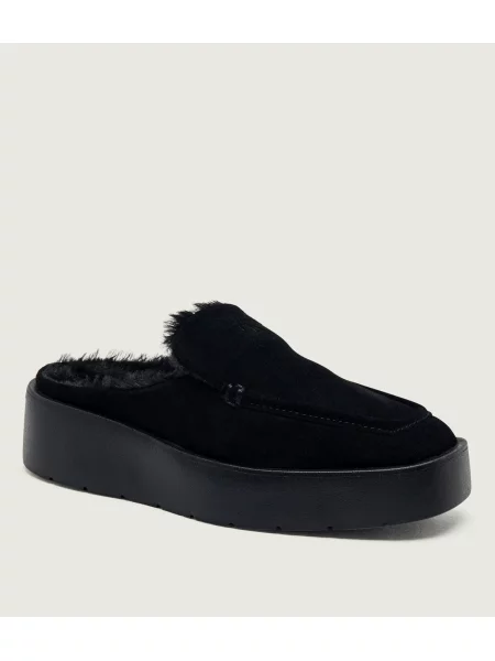 Papuci tip mules Calvin Klein din piele de căprioară negru