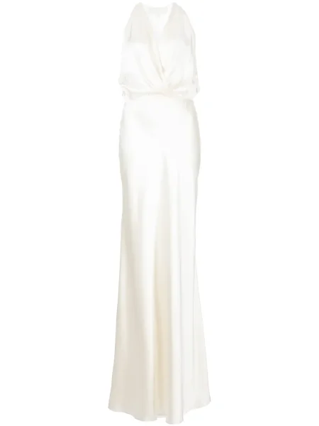 Sukienka Michelle Mason drapowana z dekoltem halter biała