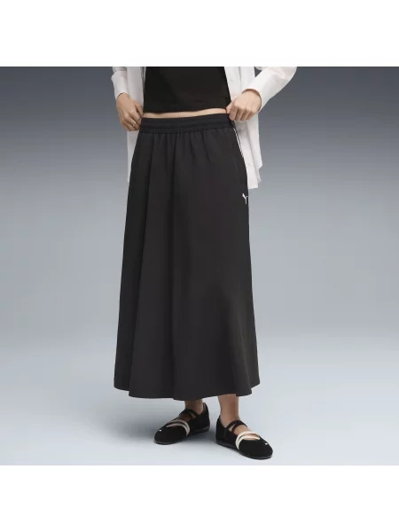 Spódnica midi T7 z tkaniny czarna