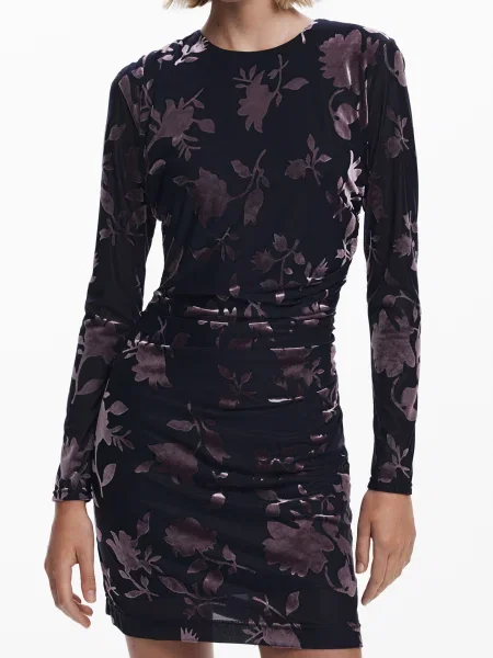 Kratek obleka mini obleka Desigual črna