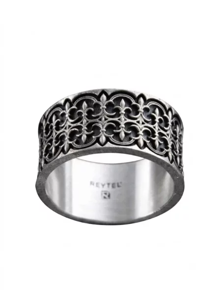 REYTEL Inele GOTHIC FLEUR DE LIS argintiu